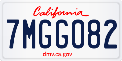 CA license plate 7MGG082