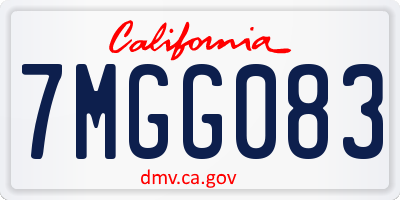 CA license plate 7MGG083