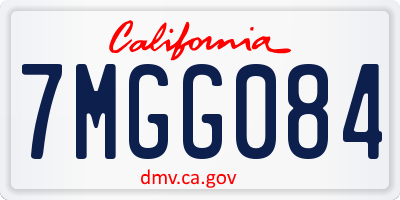 CA license plate 7MGG084