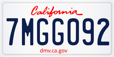 CA license plate 7MGG092