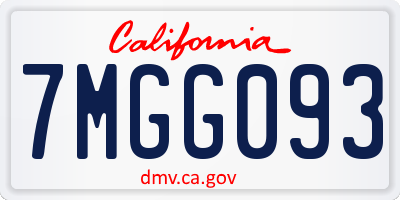 CA license plate 7MGG093