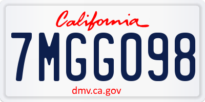 CA license plate 7MGG098