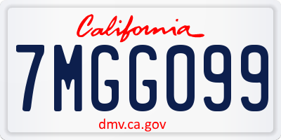 CA license plate 7MGG099