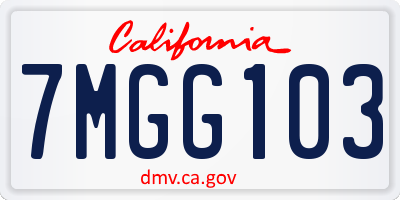 CA license plate 7MGG103