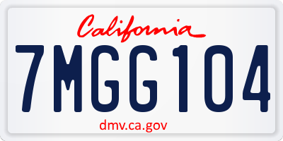 CA license plate 7MGG104
