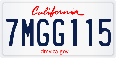 CA license plate 7MGG115