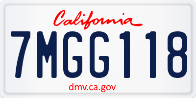 CA license plate 7MGG118