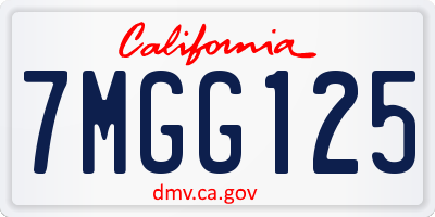 CA license plate 7MGG125