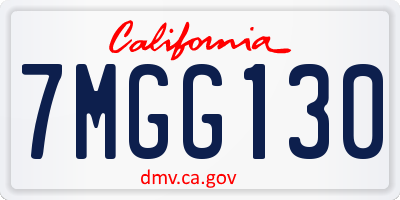 CA license plate 7MGG130