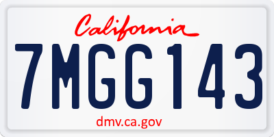 CA license plate 7MGG143