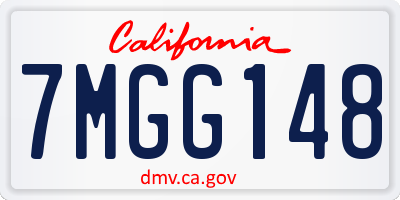 CA license plate 7MGG148