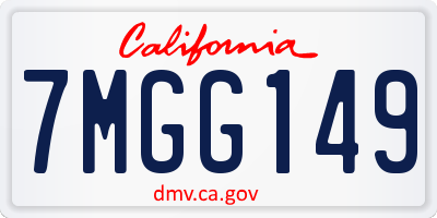 CA license plate 7MGG149