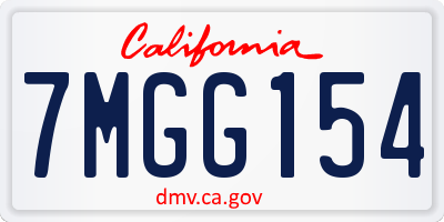 CA license plate 7MGG154