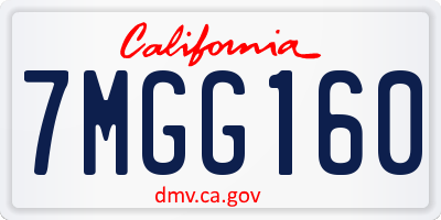 CA license plate 7MGG160