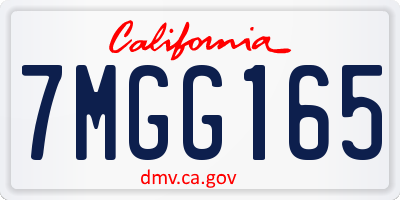 CA license plate 7MGG165