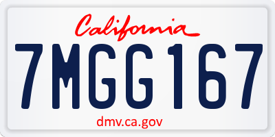 CA license plate 7MGG167
