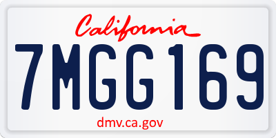CA license plate 7MGG169