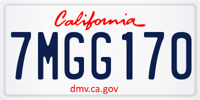 CA license plate 7MGG170