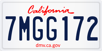 CA license plate 7MGG172