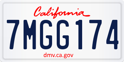 CA license plate 7MGG174