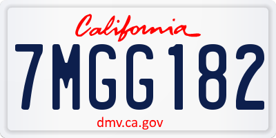 CA license plate 7MGG182