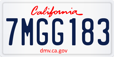 CA license plate 7MGG183