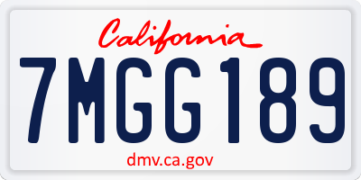 CA license plate 7MGG189
