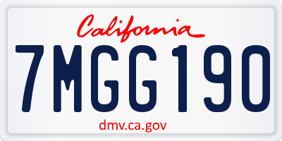 CA license plate 7MGG190