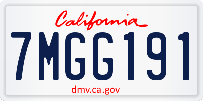 CA license plate 7MGG191