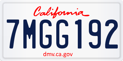 CA license plate 7MGG192
