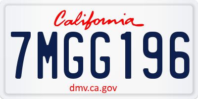 CA license plate 7MGG196