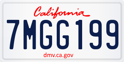 CA license plate 7MGG199