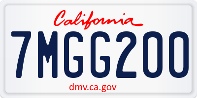CA license plate 7MGG200