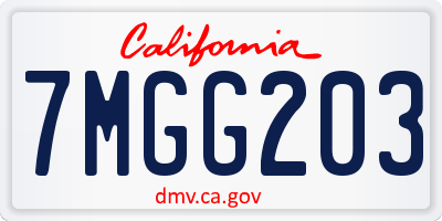 CA license plate 7MGG203