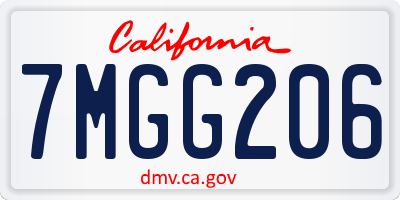 CA license plate 7MGG206