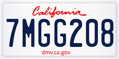 CA license plate 7MGG208
