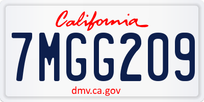 CA license plate 7MGG209