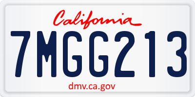 CA license plate 7MGG213