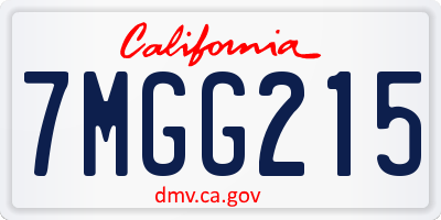 CA license plate 7MGG215