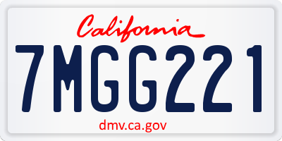 CA license plate 7MGG221