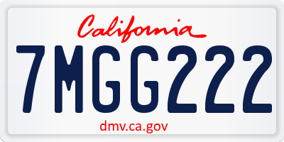 CA license plate 7MGG222
