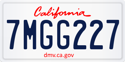 CA license plate 7MGG227