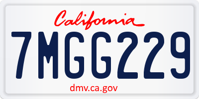 CA license plate 7MGG229