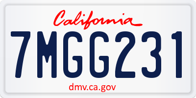 CA license plate 7MGG231