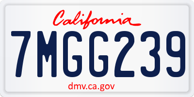 CA license plate 7MGG239