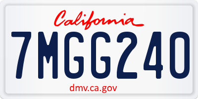 CA license plate 7MGG240