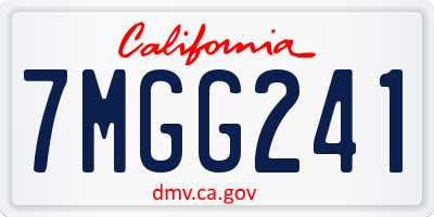 CA license plate 7MGG241