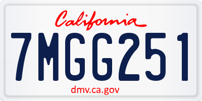 CA license plate 7MGG251