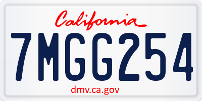 CA license plate 7MGG254