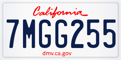 CA license plate 7MGG255
